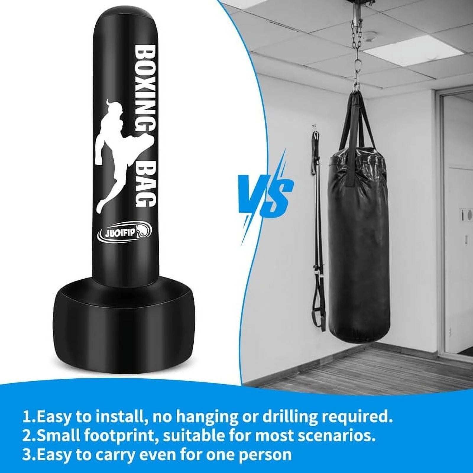 Heavy Punching Bags for Adults Freestanding Boxing Bag with Stand Men Stand Kickboxing Bag Ideal Standing Inflatable Kickboxing Bag