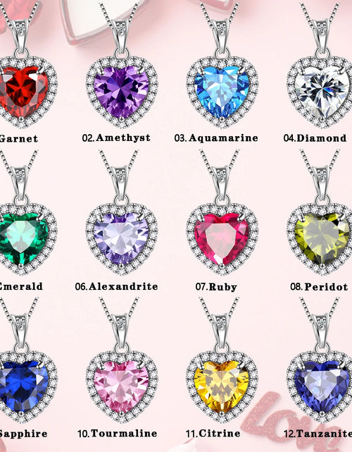 Load image into Gallery viewer, June Birthstone Jewelry Sets Women Alexandrite Heart Jewelry Set Necklace Earrings 925 Sterling Silver Fine Jewelry Girls Birthday Mother&#39;S Day Gifts
