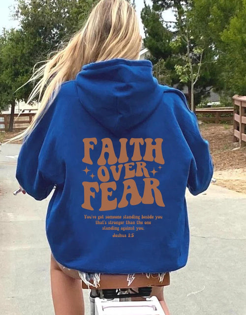 Load image into Gallery viewer, Faith over Fear Hoodie Christian Sweatshirt Trendy Faith Shirt Cute Religious Hooded Preppy Women Christian Sweater Hoodies
